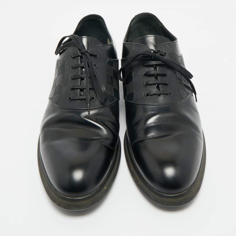 Pre Owned Louis Vuitton Black Leather Lace Up Derby Size 40.5