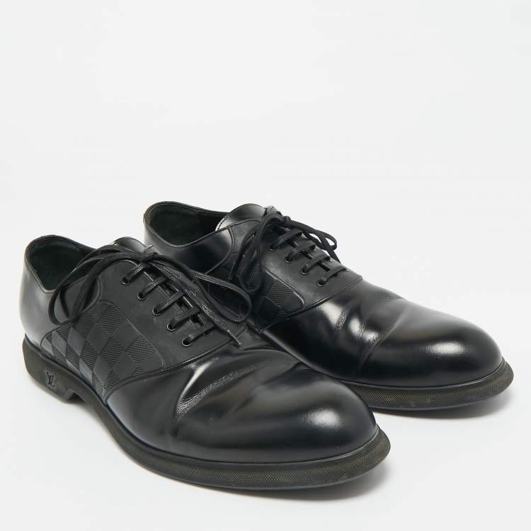 Pre Owned Louis Vuitton Black Leather Lace Up Derby Size 40.5