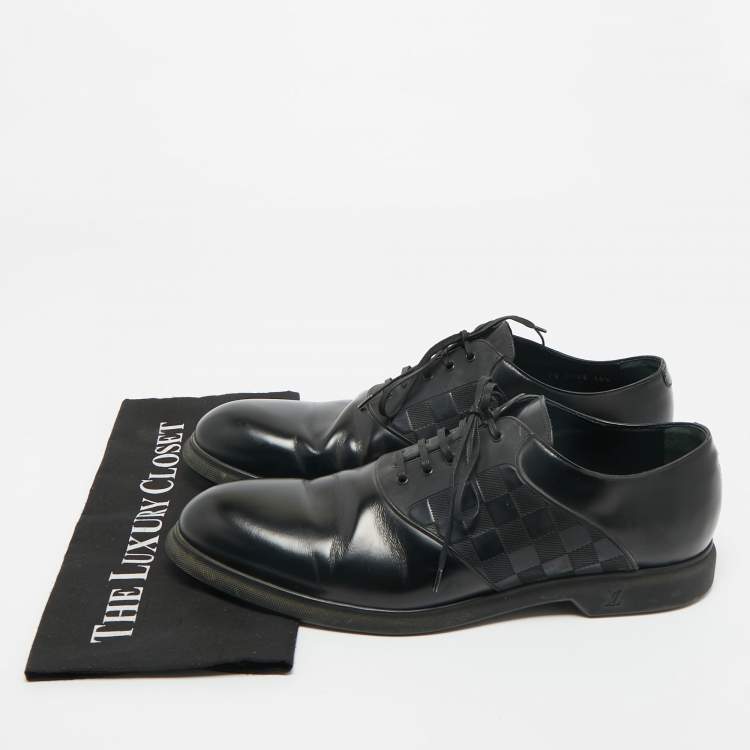 Pre Owned Louis Vuitton Black Leather Lace Up Derby Size 40.5