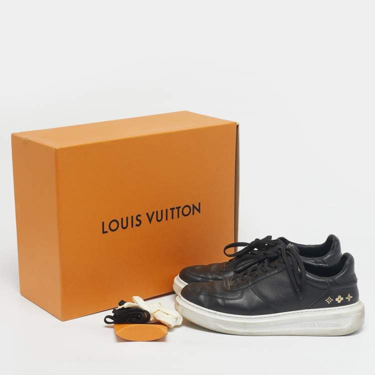 Pre Owned Louis Vuitton Black Leather Beverly Hills Low Top Sneakers Size 41