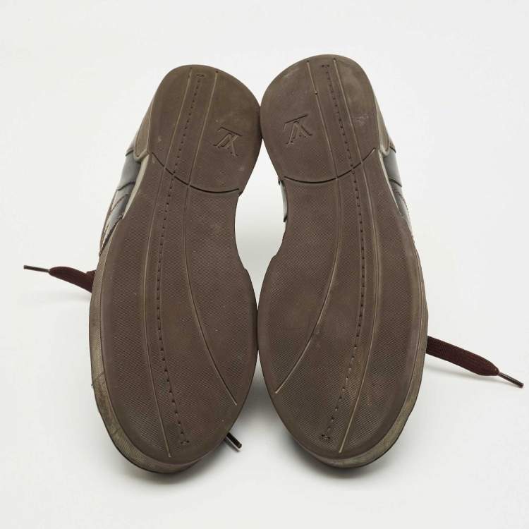 Pre Owned Louis Vuitton Black Leather Lace Up Sneakers Size 45