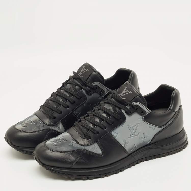 Pre Owned Louis Vuitton Black/Grey PVC and Leather Run Away Low Top Sneakers Size 43