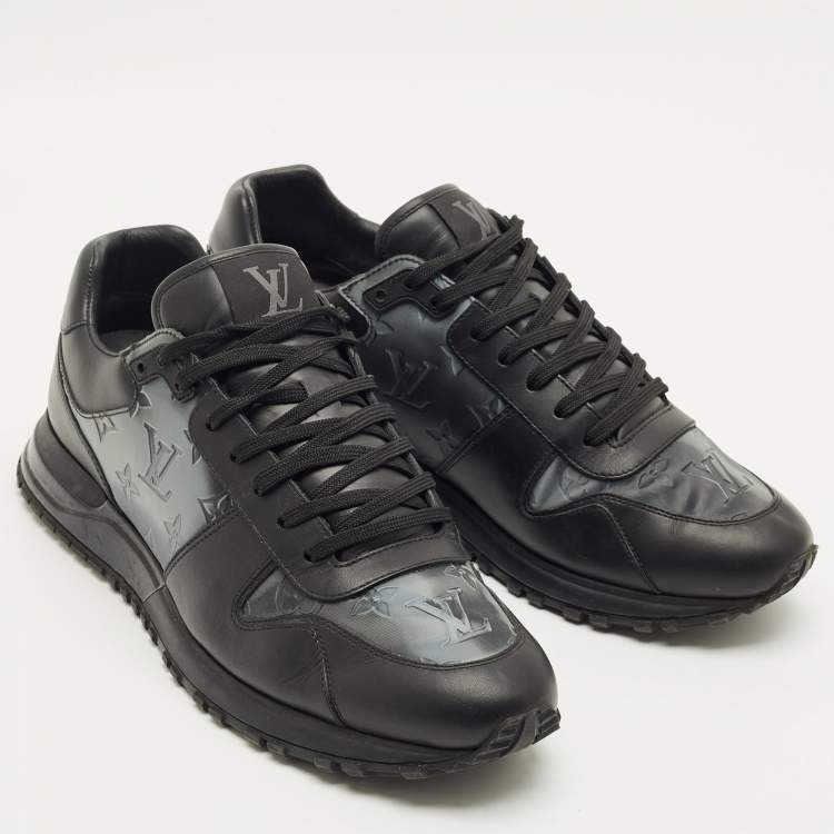 Pre Owned Louis Vuitton Black/Grey PVC and Leather Run Away Low Top Sneakers Size 43