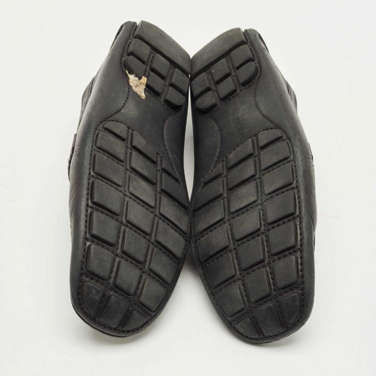 Pre Owned Louis Vuitton Black Leather Monte Carlo Slip On Loafers Size 42