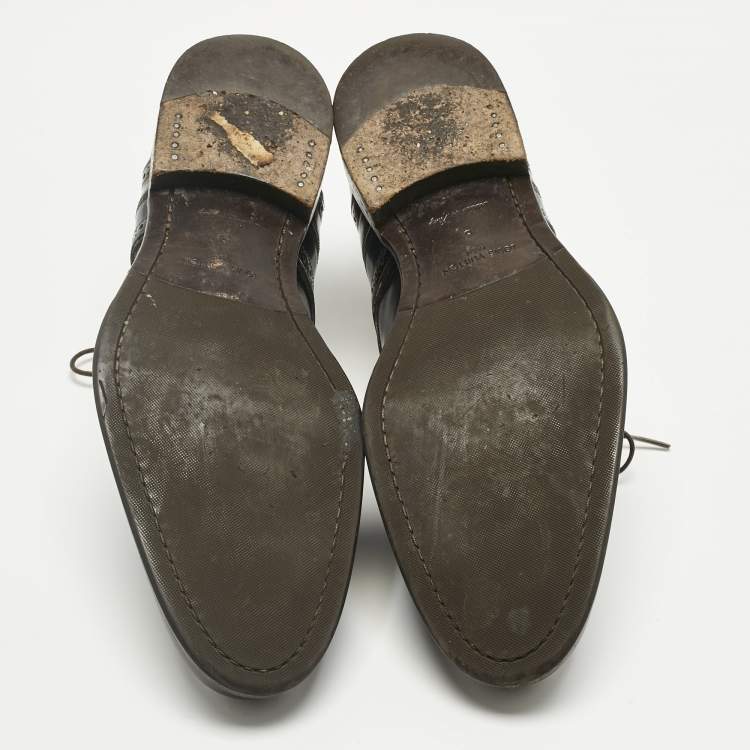 Pre Owned Louis Vuitton Brown Brogue Leather Lace Up Derby Size 42