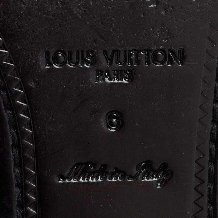 Pre Owned Louis Vuitton Black Leather Major Slip On Loafers Size 40