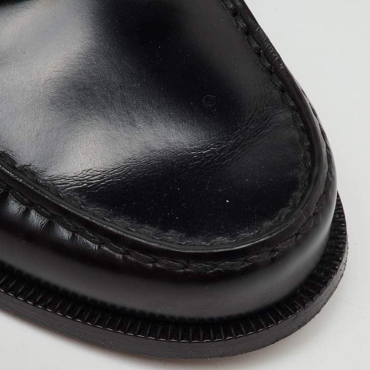 Pre Owned Louis Vuitton Black Leather Major Slip On Loafers Size 40