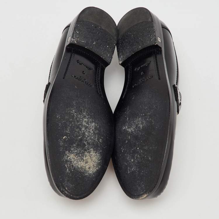 Pre Owned Louis Vuitton Black Leather Major Slip On Loafers Size 40
