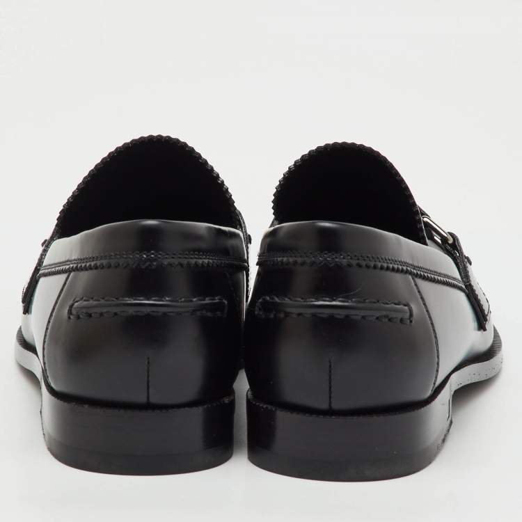 Pre Owned Louis Vuitton Black Leather Major Slip On Loafers Size 40