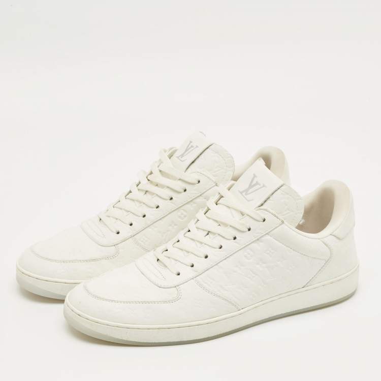 Pre Owned Louis Vuitton White Leather Rivoli Lace Up Sneakers Size 42