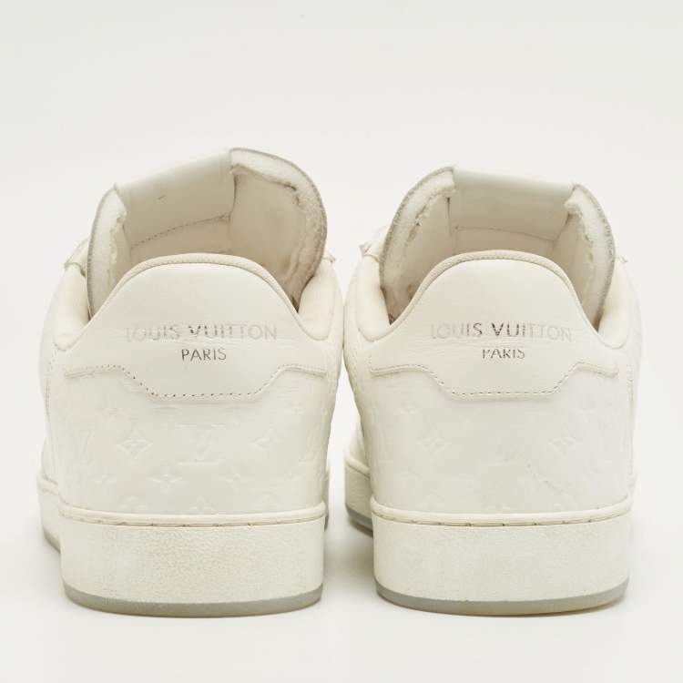 Pre Owned Louis Vuitton White Leather Rivoli Lace Up Sneakers Size 42