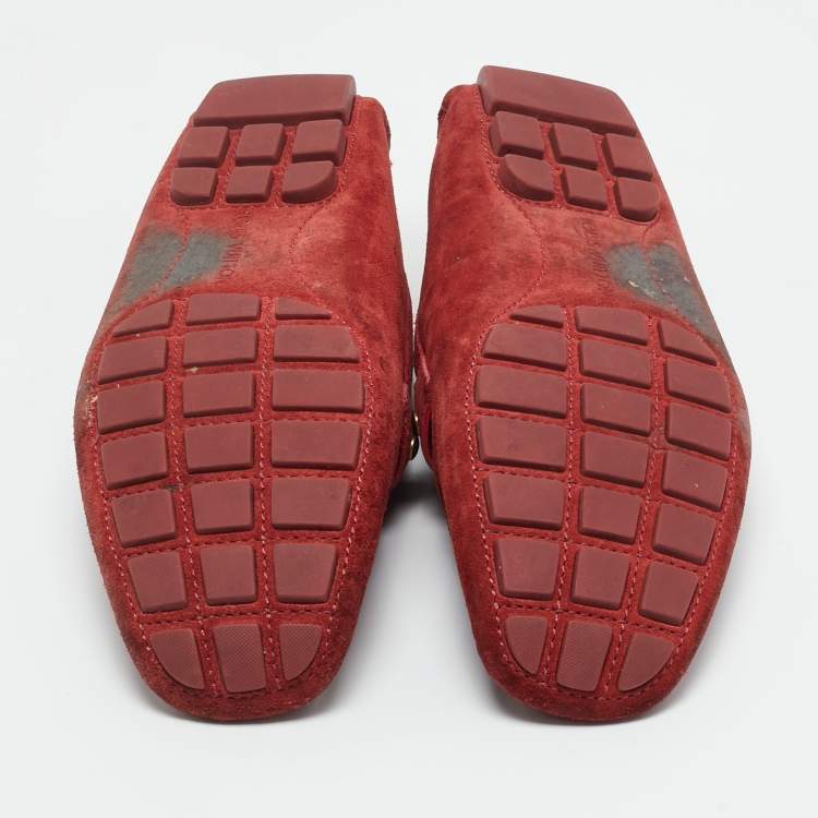 Pre Owned Louis Vuitton Burgundy Suede Monte Carlo Loafers Size 46