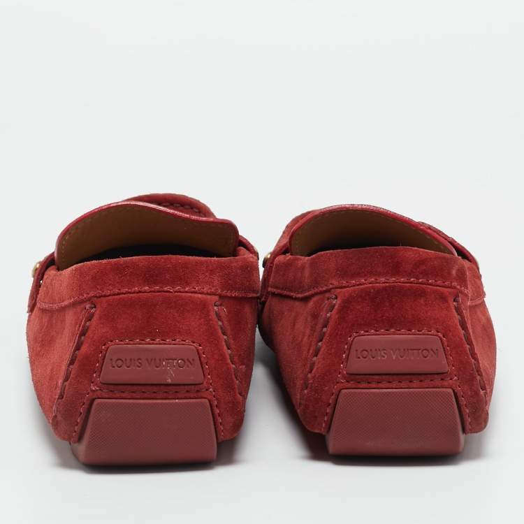 Pre Owned Louis Vuitton Burgundy Suede Monte Carlo Loafers Size 46