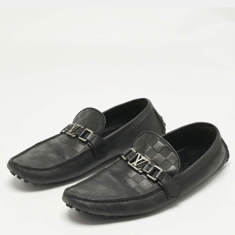Pre Owned Louis Vuitton Black Demier Leather Hockenheim Loafers Size 44.5
