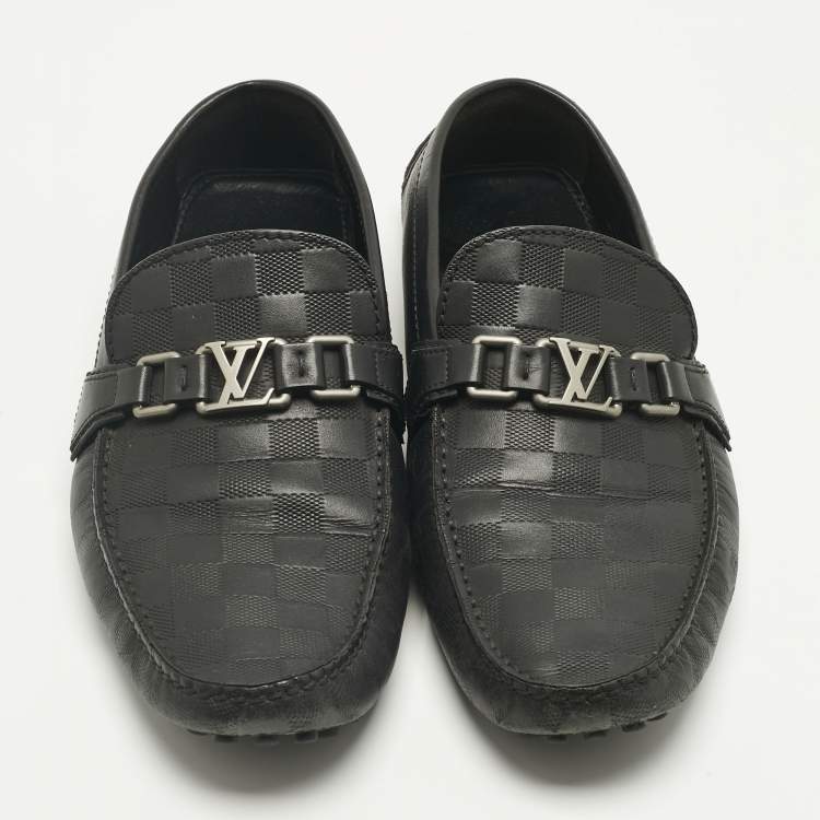 Pre Owned Louis Vuitton Black Demier Leather Hockenheim Loafers Size 44.5