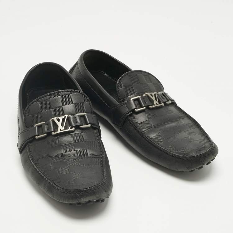 Pre Owned Louis Vuitton Black Demier Leather Hockenheim Loafers Size 44.5