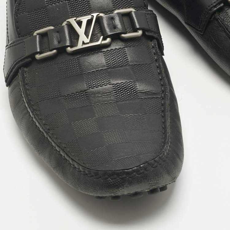 Pre Owned Louis Vuitton Black Demier Leather Hockenheim Loafers Size 44.5
