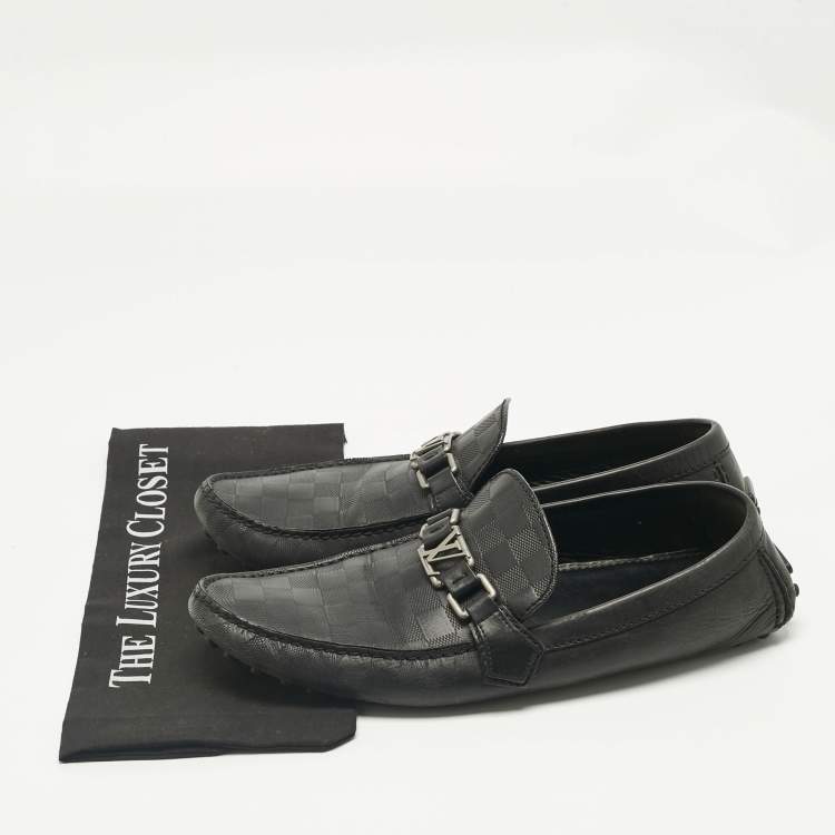 Pre Owned Louis Vuitton Black Demier Leather Hockenheim Loafers Size 44.5