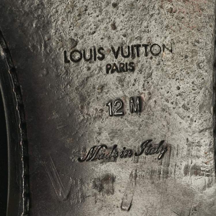 Pre Owned Louis Vuitton Black Suede  LV Logo Embroidered Smoking Slippers Size 46