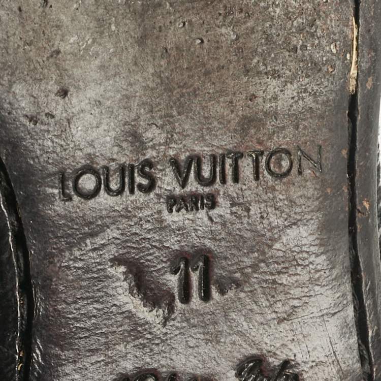 Pre Owned Louis Vuitton Blue/Black Denim and Sequins Damier Lace Up Derby Size 45
