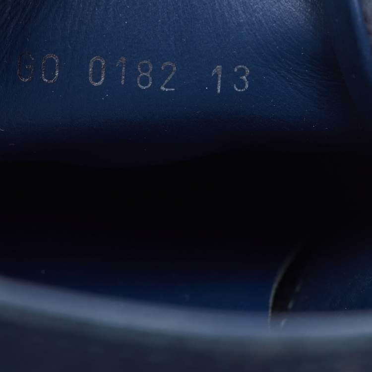 Pre Owned Louis Vuitton Blue Damier Nubuck Leather and Suede Adventure Sneakers Size 47