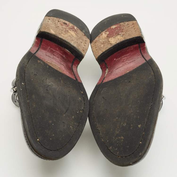 Pre Owned حذاء أوكسفورد لويس فويتون جلد أسود مونكستراب مقاس 41