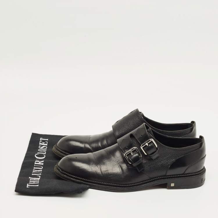 Pre Owned حذاء أوكسفورد لويس فويتون جلد أسود مونكستراب مقاس 41