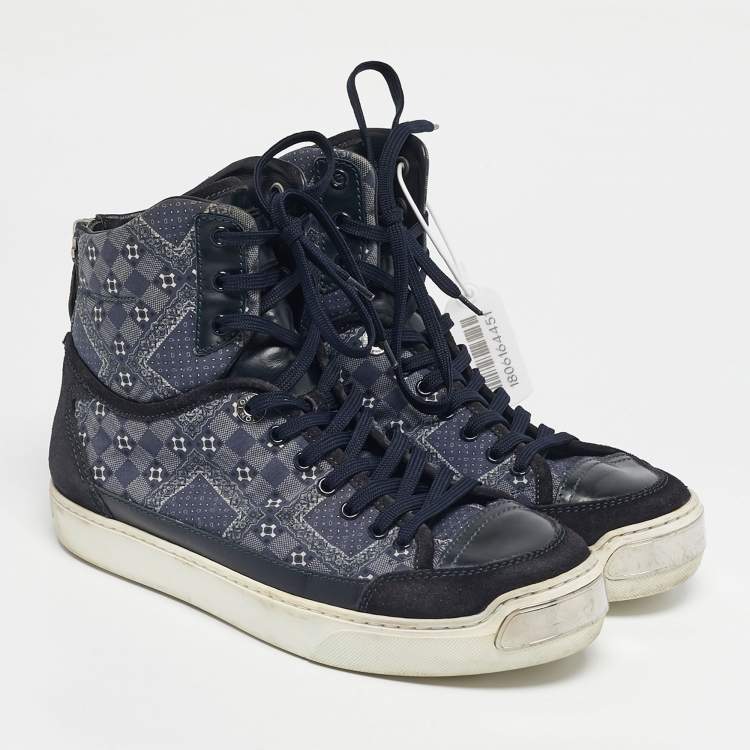 مملوكة مسبقًا Louis Vuitton Blue Canvas and Leather Speaker High Top Sneakers Size 40
