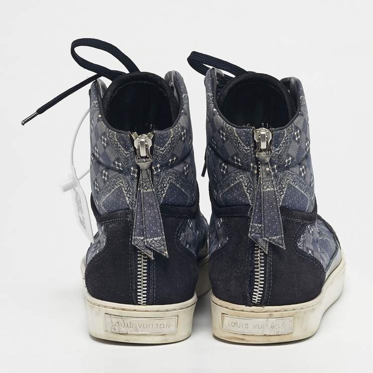 مملوكة مسبقًا Louis Vuitton Blue Canvas and Leather Speaker High Top Sneakers Size 40