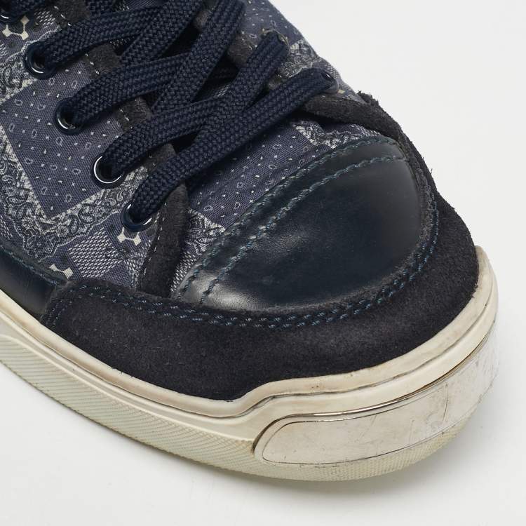 مملوكة مسبقًا Louis Vuitton Blue Canvas and Leather Speaker High Top Sneakers Size 40