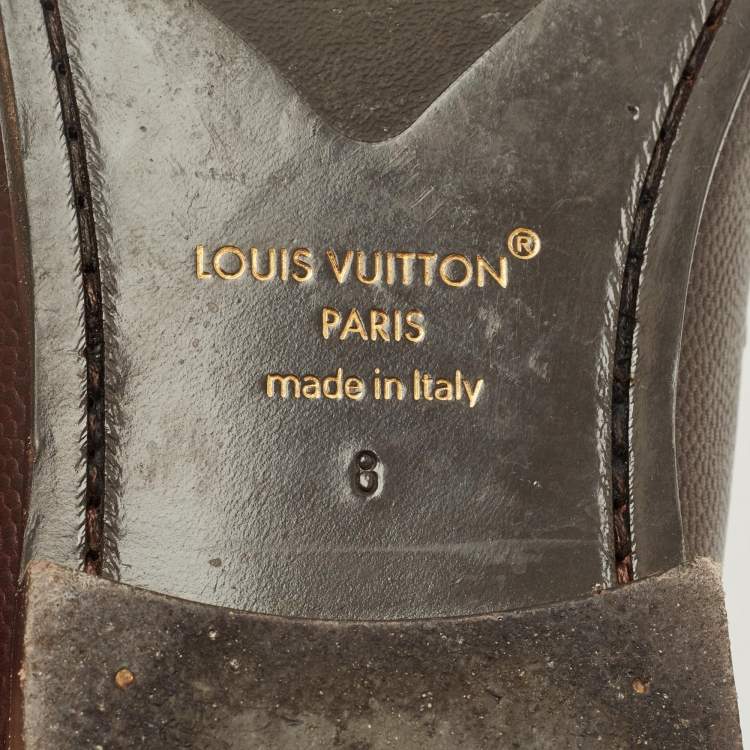 Pre Owned Louis Vuitton Brown Leather Major Slip On Loafers Size 42