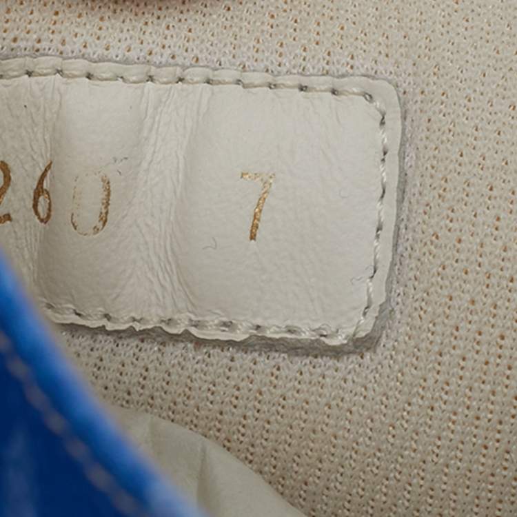 Pre Owned Louis Vuitton Blue/White Monogram Canvas and Leather Tattoo Sneakers Size 41