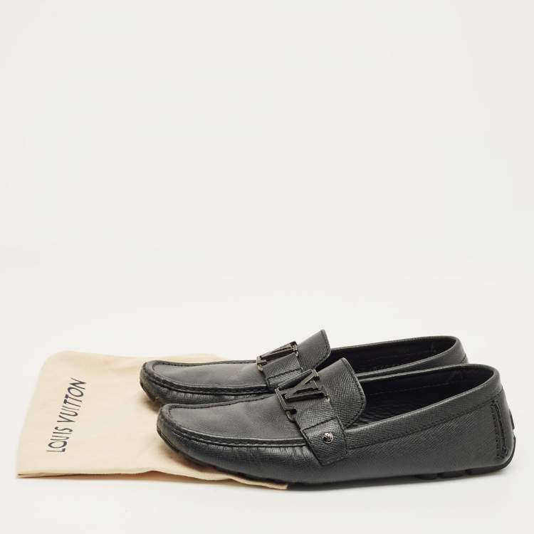 Pre Owned Louis Vuitton Black Leather Monte Carlo Loafers Size 42