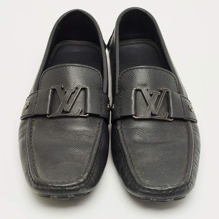 Pre Owned Louis Vuitton Black Leather Monte Carlo Loafers Size 42
