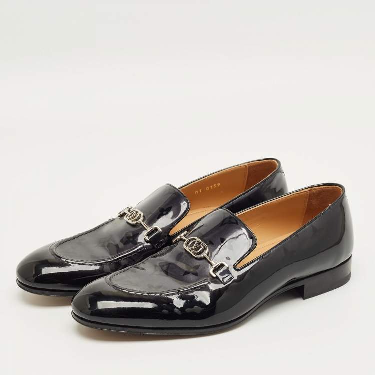Pre Owned Louis Vuitton Black Leather Slip on Loafers Size 40.5