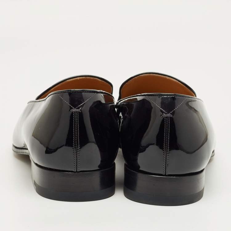 Pre Owned Louis Vuitton Black Leather Slip on Loafers Size 40.5