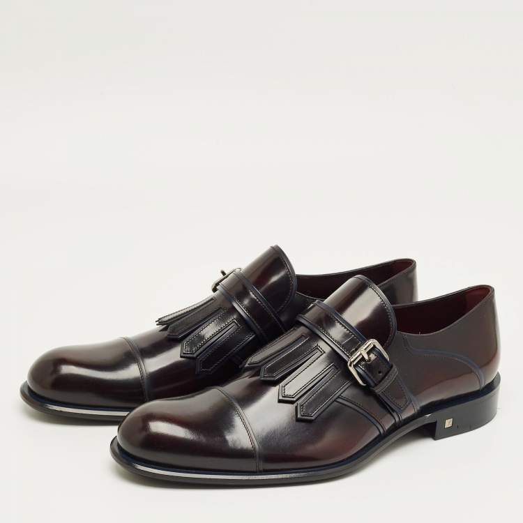 Pre Owned Louis Vuitton Burgundy Leather Norfolk Buckle Derby Size 43