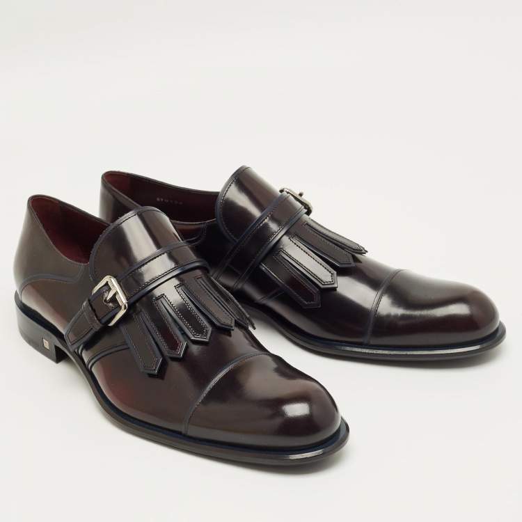 Pre Owned Louis Vuitton Burgundy Leather Norfolk Buckle Derby Size 43