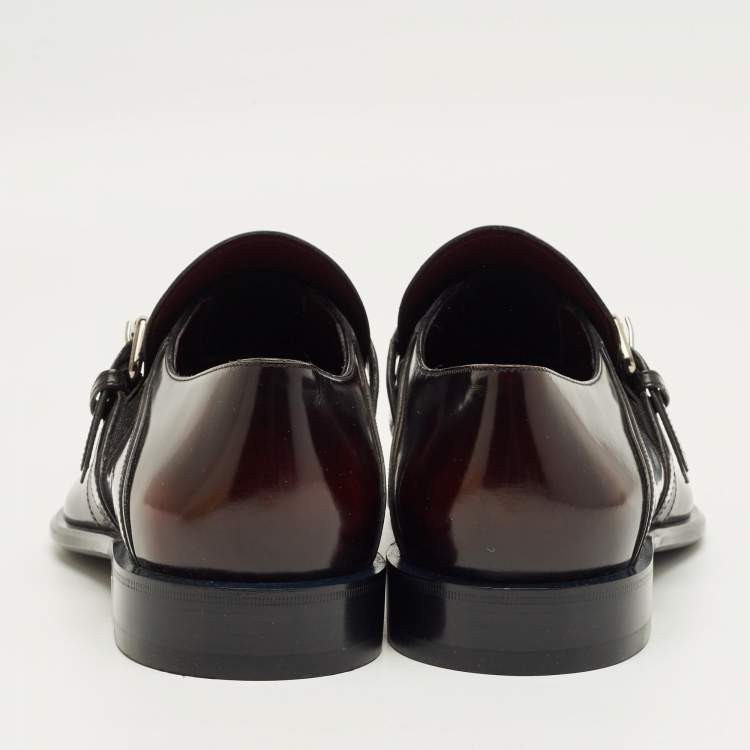 Pre Owned Louis Vuitton Burgundy Leather Norfolk Buckle Derby Size 43