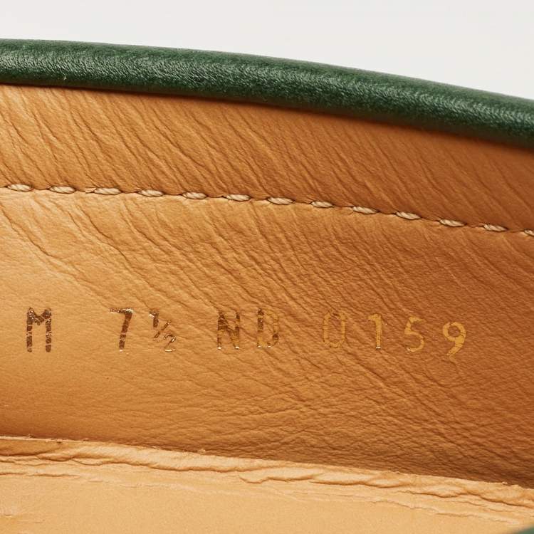 Pre Owned Louis Vuitton Green Leather Monte Carlo Slip On Loafers Size 41.5