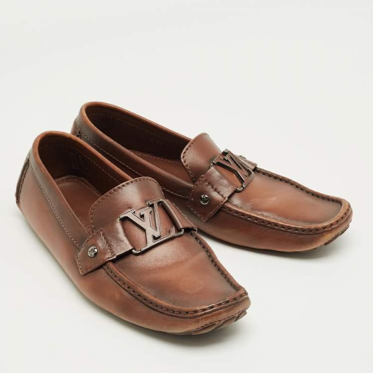 Pre Owned Louis Vuitton Brown Leather Monte Carlo Loafers Size 42