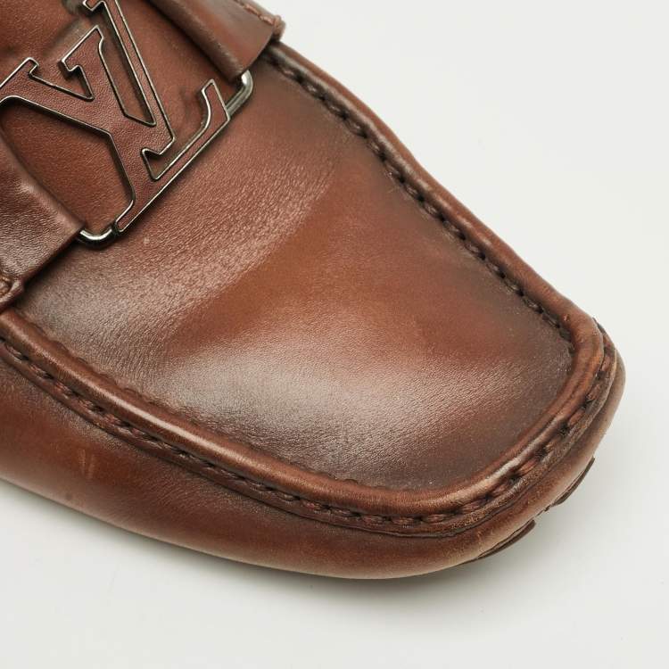 Pre Owned Louis Vuitton Brown Leather Monte Carlo Loafers Size 42