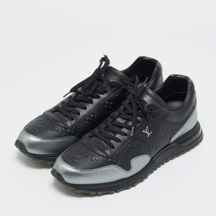 Pre Owned Louis Vuitton Two Monogram Leather Run Away Lace Up Sneakers Size 43
