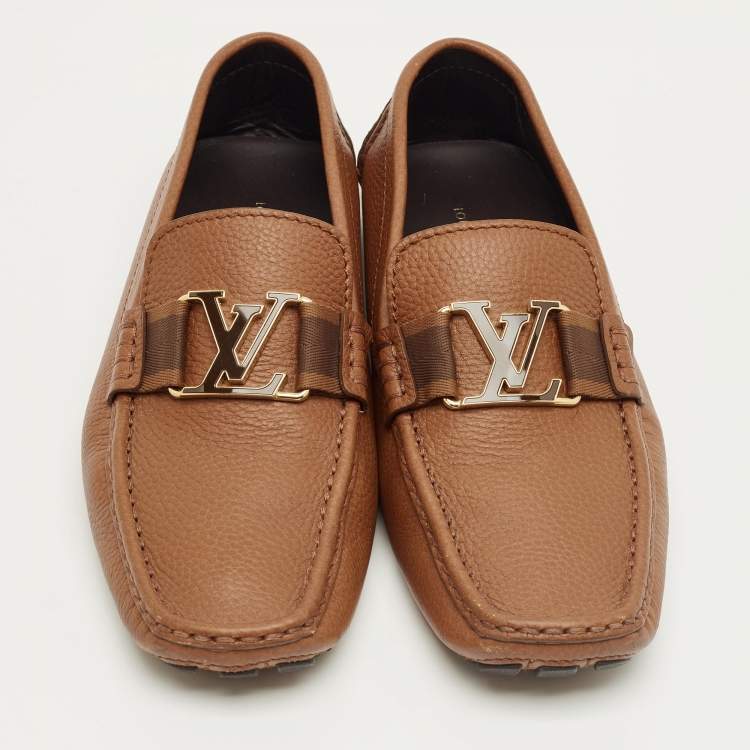 Pre Owned Louis Vuitton Brown Leather Hockenheim Loafers Size 42