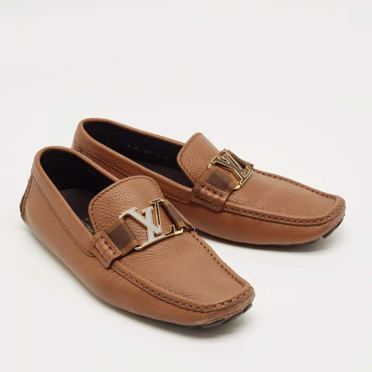 Pre Owned Louis Vuitton Brown Leather Hockenheim Loafers Size 42