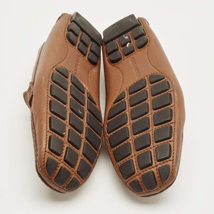 Pre Owned Louis Vuitton Brown Leather Hockenheim Loafers Size 42