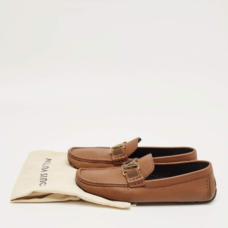 Pre Owned Louis Vuitton Brown Leather Hockenheim Loafers Size 42
