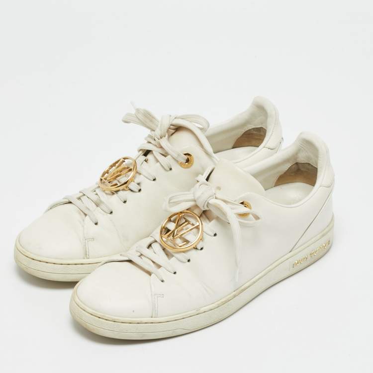 Pre Owned Louis Vuitton White Leather Frontrow Lace Up Sneakers Size 36