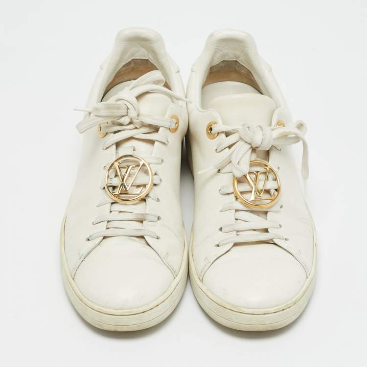 Pre Owned Louis Vuitton White Leather Frontrow Lace Up Sneakers Size 36