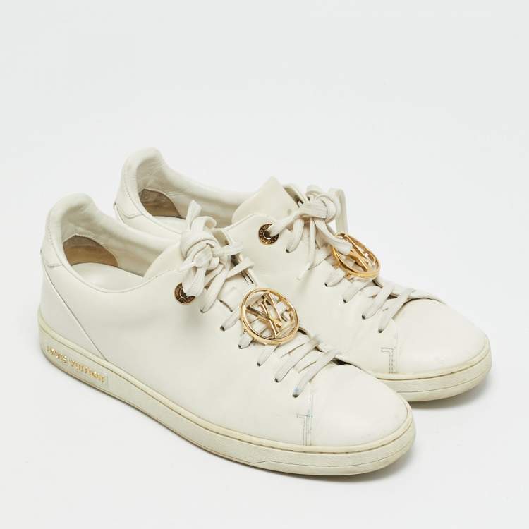 Pre Owned Louis Vuitton White Leather Frontrow Lace Up Sneakers Size 36